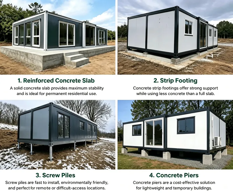 Images showing four types of foundations Images showing four types of foundations